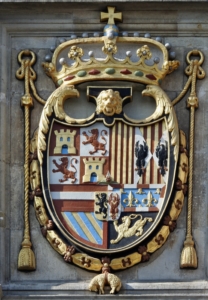 Wapenschild van Filips II, inclusief ordeketting van het Gulden Vlies